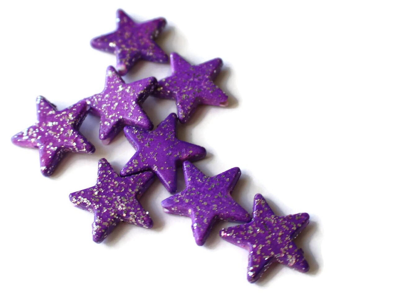 30 16mm Sparkly Star Beads Plastic Beads You Pick the Color